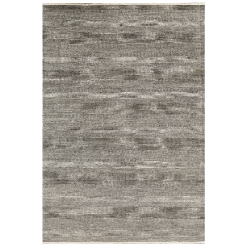 Tapis noir et argent noué à la main de haute qualité