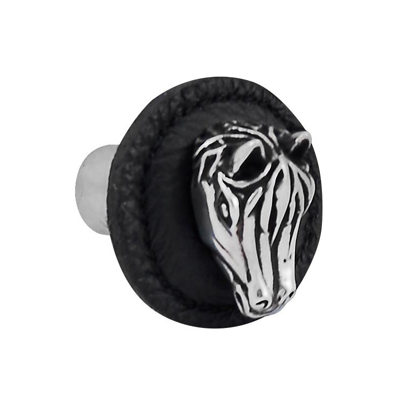 Equestre Mushroom Knob, Black, Antique Silver