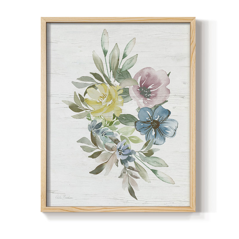 «Spring Meadow Arrangement I», reproduction encadrée - bois massif, Naturel, H 11 po x l 9 po