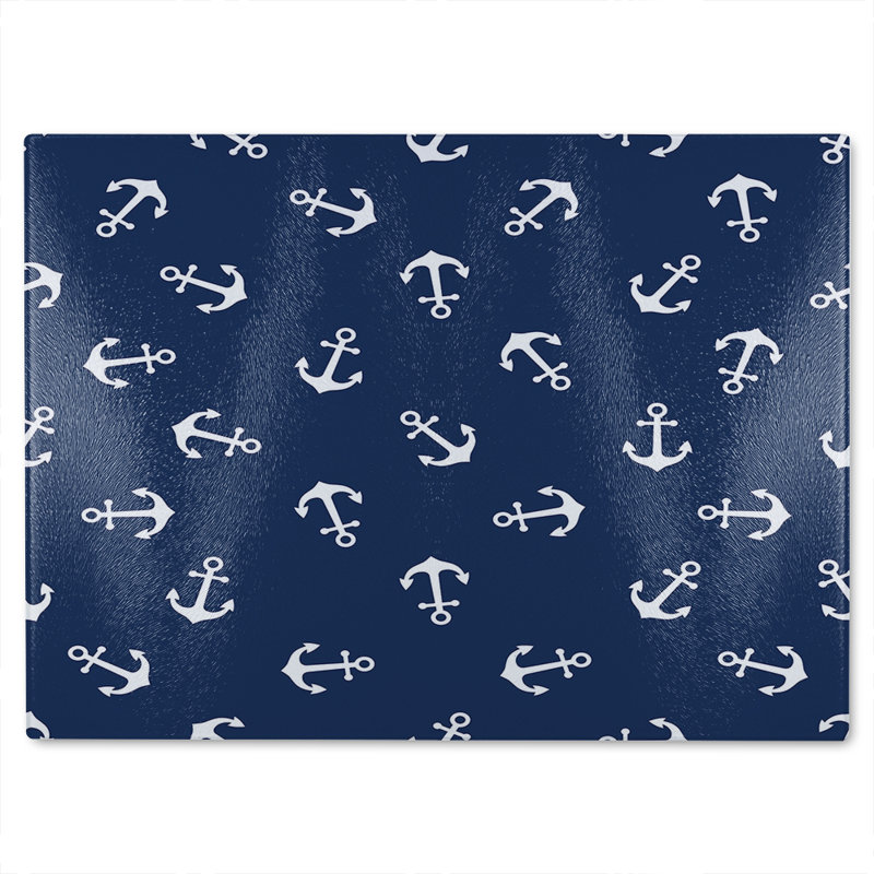 Anchors On Glass Chopping Board