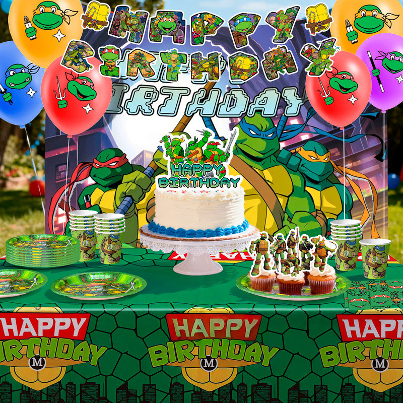 98 pièces de fournitures de fête et de vaisselle Ninja Turtles 98 pièces