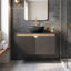 Meuble-lavabo mural 30 po en contreplaqué avec lavabo en céramique, portes doubles en sergé et armoire de rangement noir-136269273