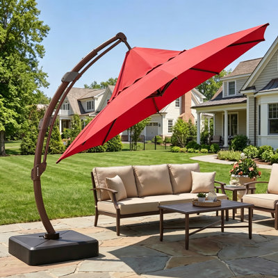  Parasol de patio en porte-à-faux 11 pi avec base 11 pi