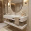 Lavabo de salle de bain flottant mural en résine 48 po avec vasque en forme de V et tablette ouverte 48 po-125381315-125381319