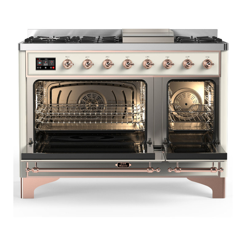 Majestic III Series 48 Inch Dual Fuel Range with 5 Sealed Burners, Griddle, Frenchtop in Matte Graphite (Liquid Propane, Burnished Trim)