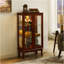 Cabinet Curio avec tablettes réglables et panneau arrière en miroir, portes en verre trempé (cerisier, 3 niveaux)-1529092718