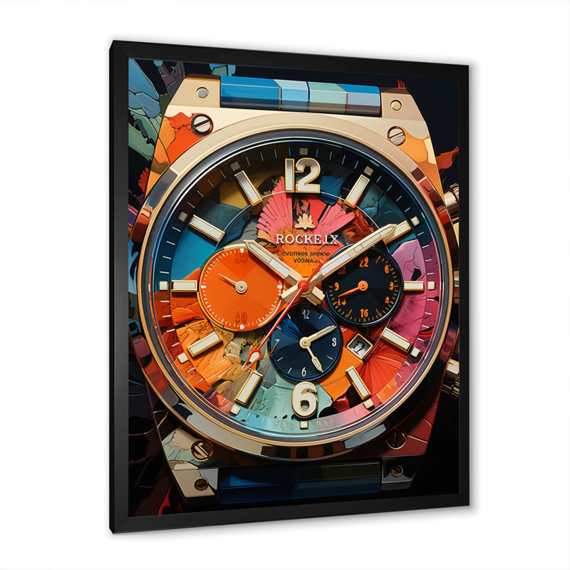 Titanium Luxury Watch - Art mural sur toile tendance, H 44 po x l 34 po x P 1,5 po, Cadre photo noir