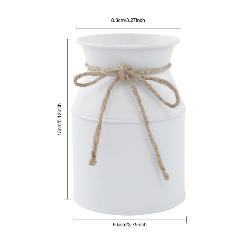 Flower Vase With Hemp Rope Bow, White
