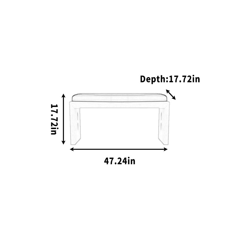 Banc avec tabouret à langer, H 17,72 po x l 47,24 po x P 17,72 po