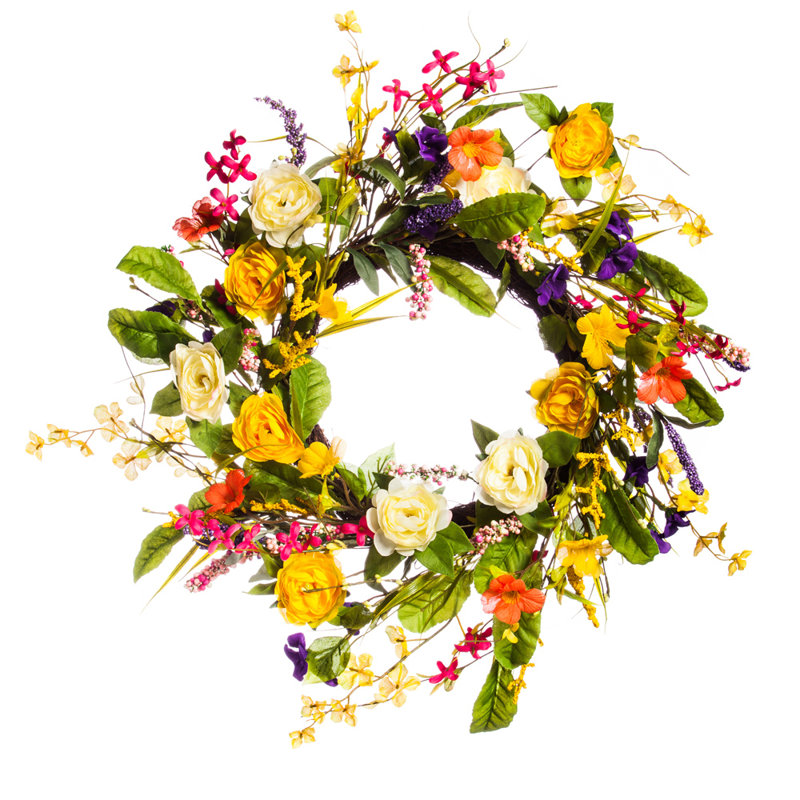 Couronne printanière en polyester 24 po