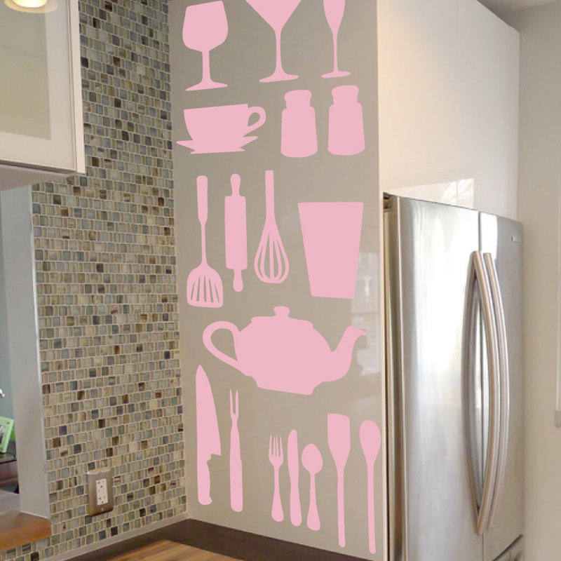 Décalcomanie murale de cuisine, Rose œillet, H 51 po x l 40 po x P 0,01 po