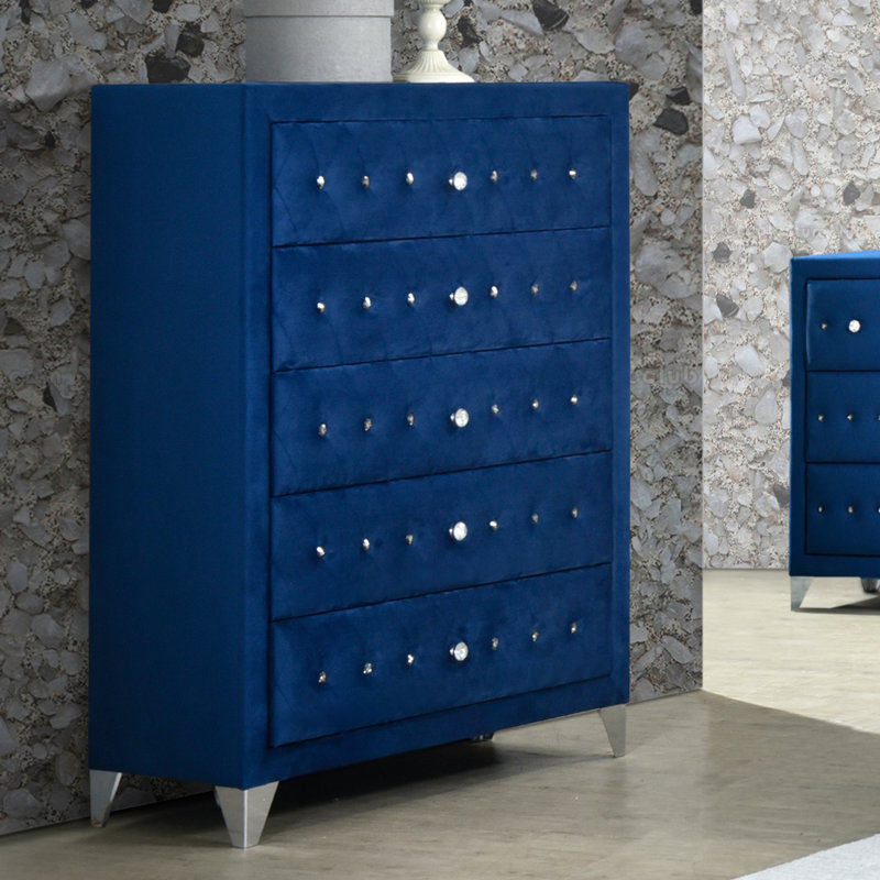 Commode à cinq tiroirs, Bleu