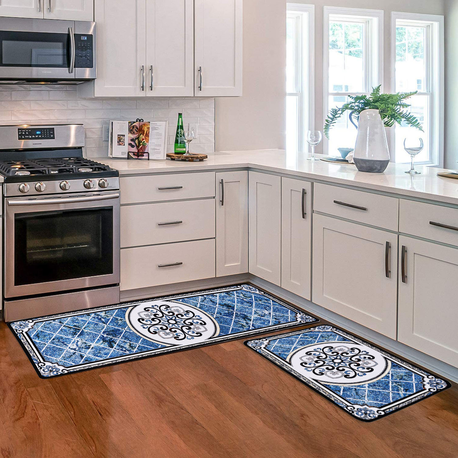 Pure Blue Floor Mat, Anti Fatigue Kitchen Rugs, Non-slip Decorative Rug, Cushion  Anti-fatigue Rug Office Floor Mat Comfort Standing Mats, Living Room  Bedroom Bathroom Kitchen Sink Laundry Office Area Rugs Runner, Home