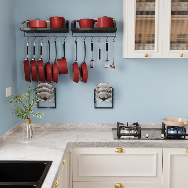 Prep & Savour Metal Wall Mounted Pot Rack