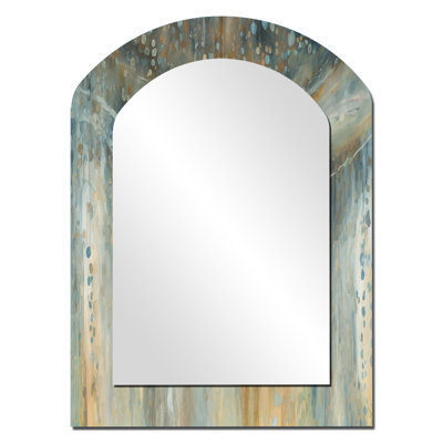 October Mist I - Liquid Ink Asymmetrical Decorative Mirror, Modern Arch Wall Mirror, Printed Metal Art