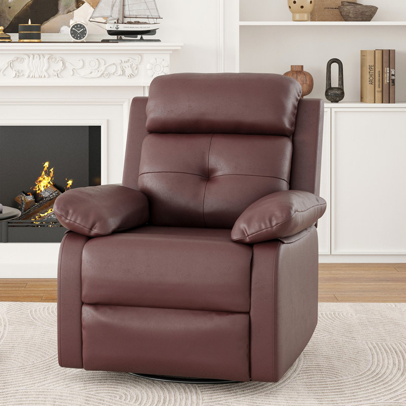 Petit fauteuil inclinable et pivotant pour chambre à coucher et salon, Brun