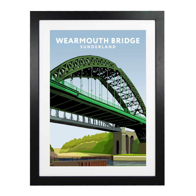 'Wearmouth Bridge' by Richard O'Neil - Print, Black Wood Frame, 54 cm H x 44 cm W x 2.2 cm D
