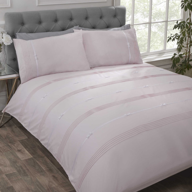Huff Bedding with Pillowcases, Super King Duvet Cover, Blush
