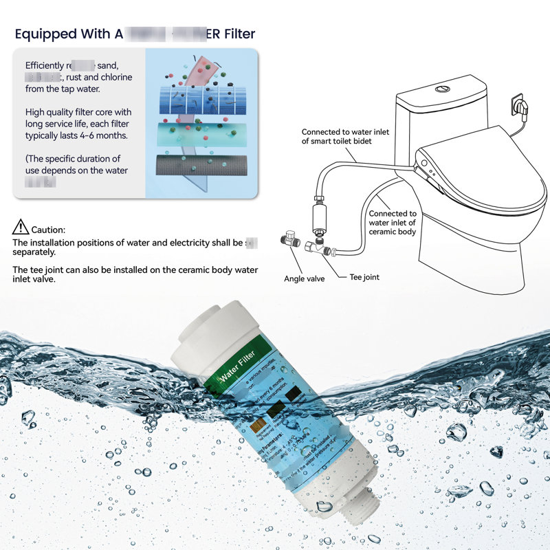 Siège de bidet de toilette intelligent à bouton latéral - chauffant, nettoyage automatique des buses, réglages de l'eau réglables, fermeture silencieuse, couvercle automatique, option d'hygiène améliorée Nettoyage, revêtement, fonctionnement du couvercle