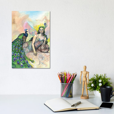 The Lady Of The Peacocks by Fanitsa Petrou - Wrapped Canvas Print