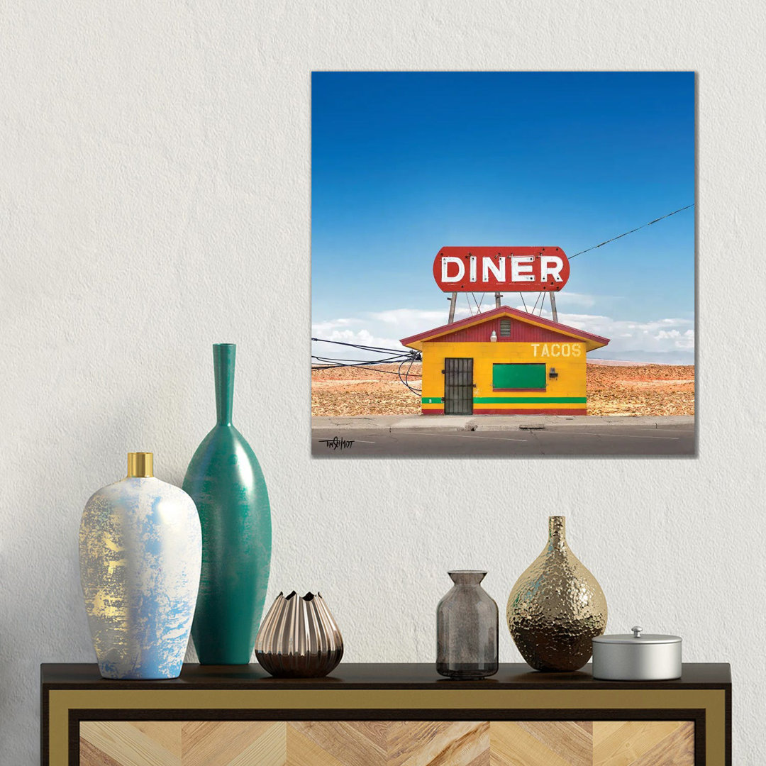 Main Street Diner von Tim Schmidt - Galerie-verpackte Leinwand Giclée auf Leinwand