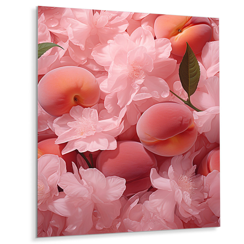 Juice Peach Fruit Delight 4 - fruits, art mural en métal, H 40 po x l 30 po x P 1,5 po
