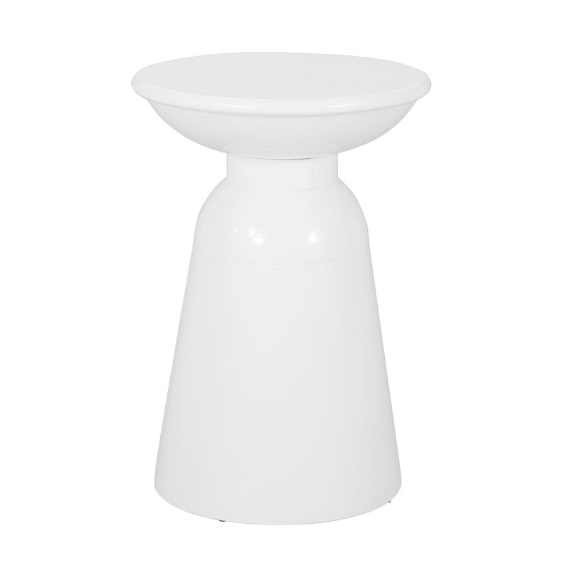 Outdoor Metal End Table -Large, White