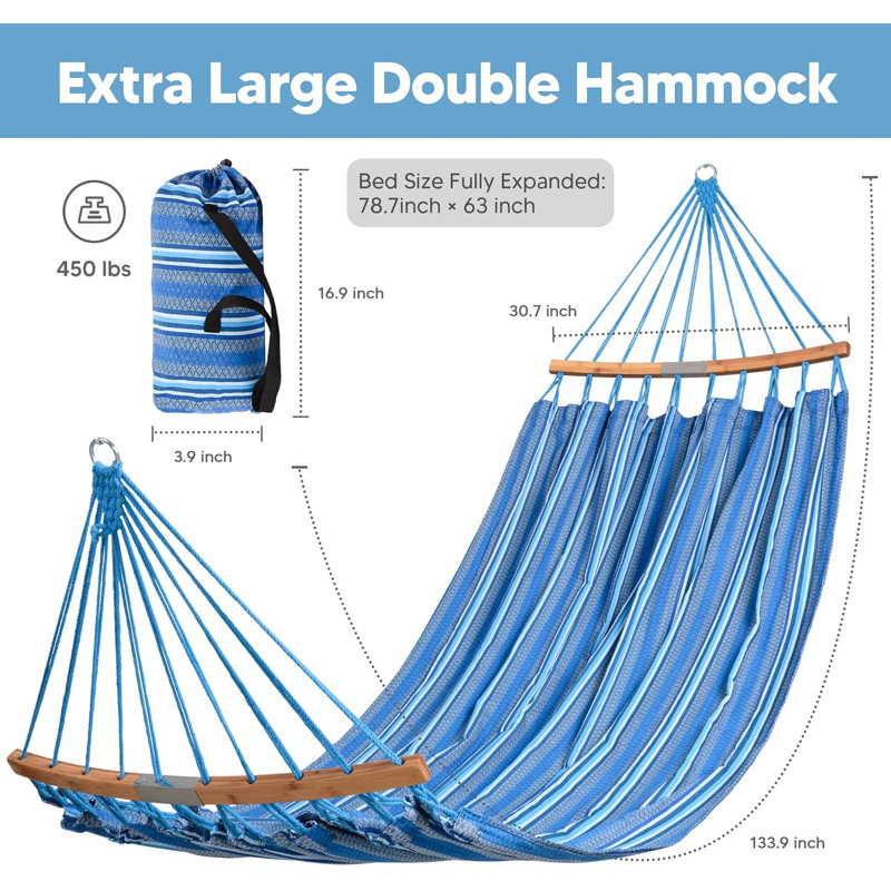 Hamacs doubles avec barre d'écartement incurvée