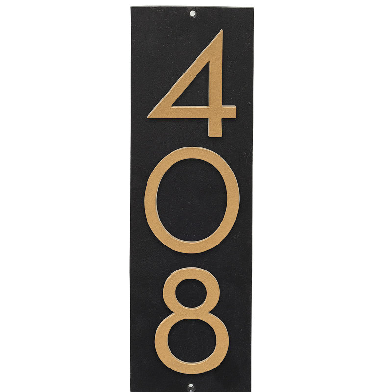 Plaque d’adresse murale sur 1 ligne flottante, Bleu marine, Or