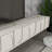 Modern Cream & Gold TV Stand, 70.9 x 16.9 x 13.8 inches | 100% Melamine Coated Particle Board, Thickness: 0.7 inches | Numerous Shelves, Wall-Mountable, Stylish Geometric Design for Living Rooms & Entertainment Areas-1294116790