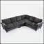 Luxueux canapé modulaire en chenille avec accoudoirs roulés et rivets, parfait pour les réunions confortables et élégantes.
