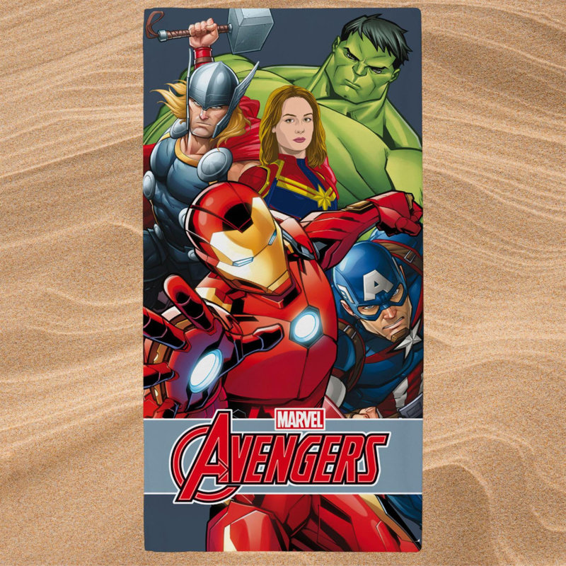 Marvel Avengers Power Beach Towel Blue Superhero Official Merchandise 70x140cm