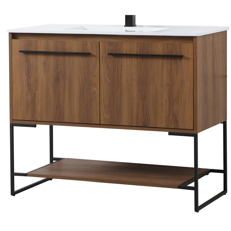 Ensemble de meuble-lavabo simple 40 po Gerard, Noyer brun