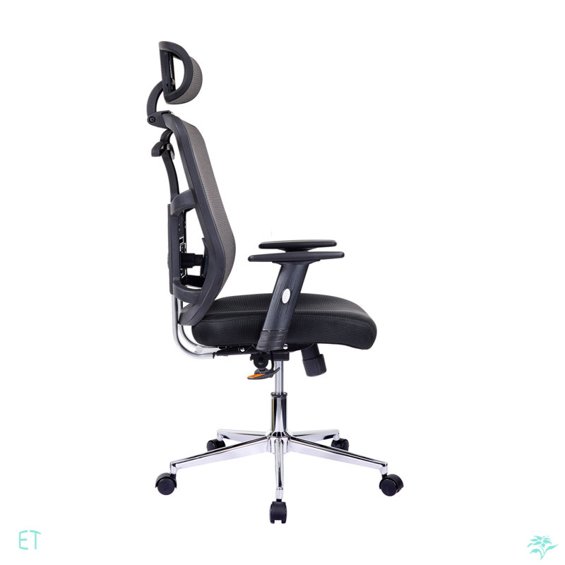 Executive High-Back Black Mesh Swivel Office Chair with Metal Base