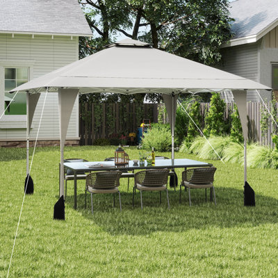 395 X 395 Cm Pop Up Canopy Tent Outdoor Easy Setup Gazebo-Beige