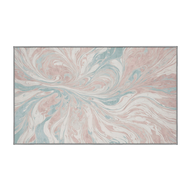 Machine Washable Gray Area Rug, Rectangle 6' x 9'