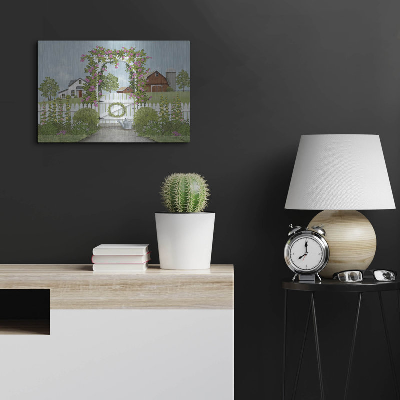 Art mural en métal «Garden Gate» par Tanya Nyp Luxe, 24 po x 16 po, H 16 po x l 24 po