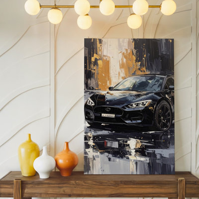 Canvas Bugatti Chiron Black Luxury Stylized Sports Car Digital Art Wall Art Ready To Hang Gallery Wrapped Home Decor Modern Design