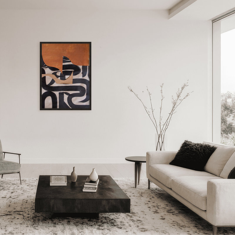 Gai: A Symphony Of Abstraction, 30" H x 24" W x 1.125" D, Black, Framed Matted Print