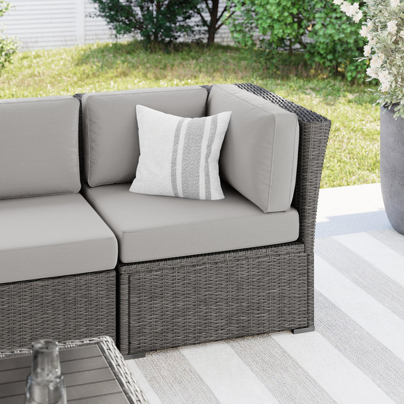 Canapé modulaire d'extérieur en rotin Martha Stewart Bedford, Gris, Gris
