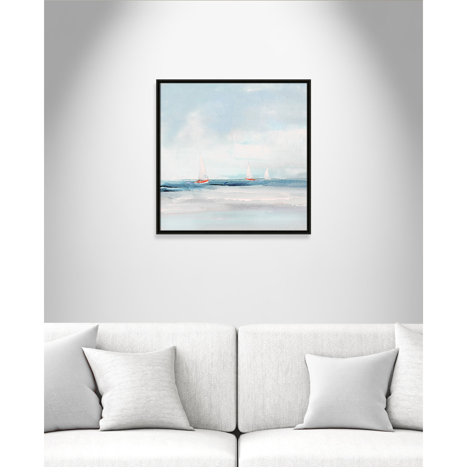 Charter "Caribbean Sail" Painting by Sally Swatland, 25.5" H x 25.5" W x 2" D, Espresso
