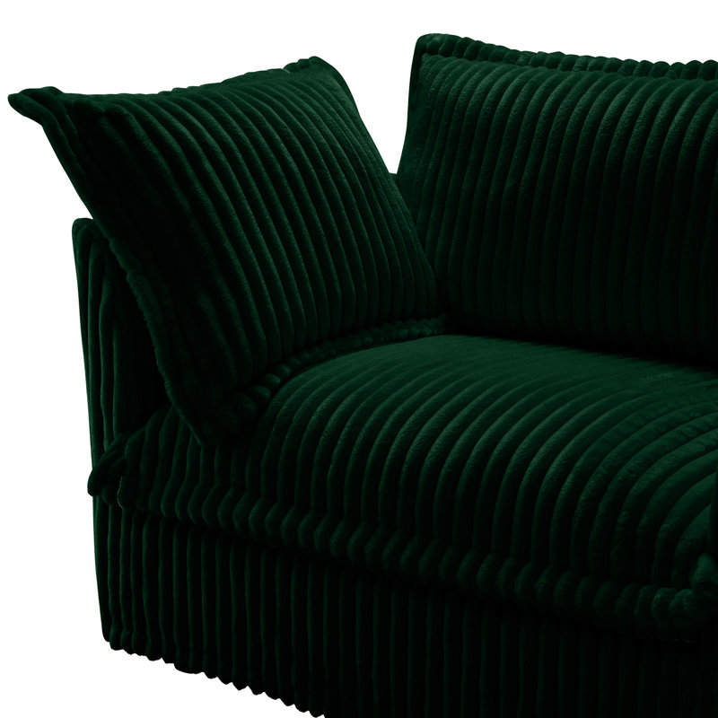 Canapé extra profond 4 places, velours côtelé avec housse amovible, style salon pour la chambre, détente