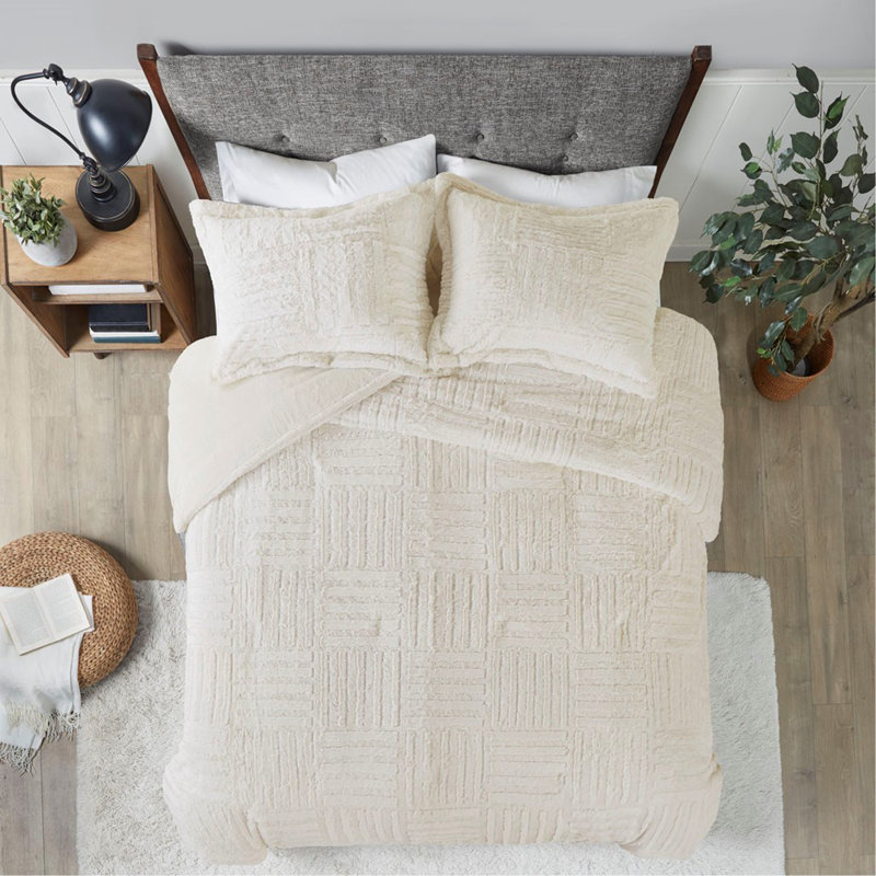 Mini ensemble d'édredon en duvet synthétique, Édredon très grand et 2 très grandes taies déc, Ivoire ivoire