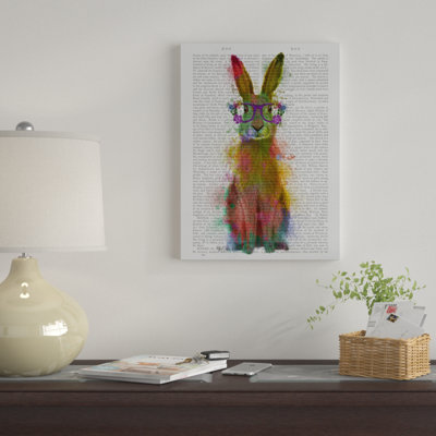 «Rainbow Splash Text Rabbit 1», art textuel sur toile tendue