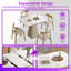47X47 Extendable Rock Slab Dining Table Set With 4 Solid Wood Leg Chairs & Leather-1818753366
