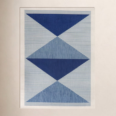 Navy Geometric Indoor Outdoor Rug