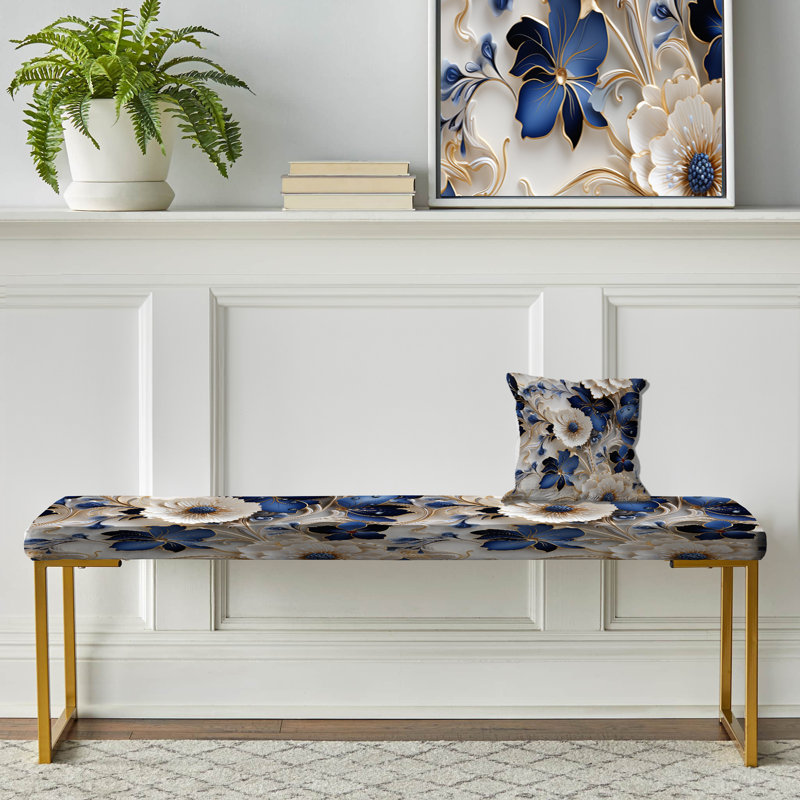 Banc victorien en filigrane bleu cobalt
