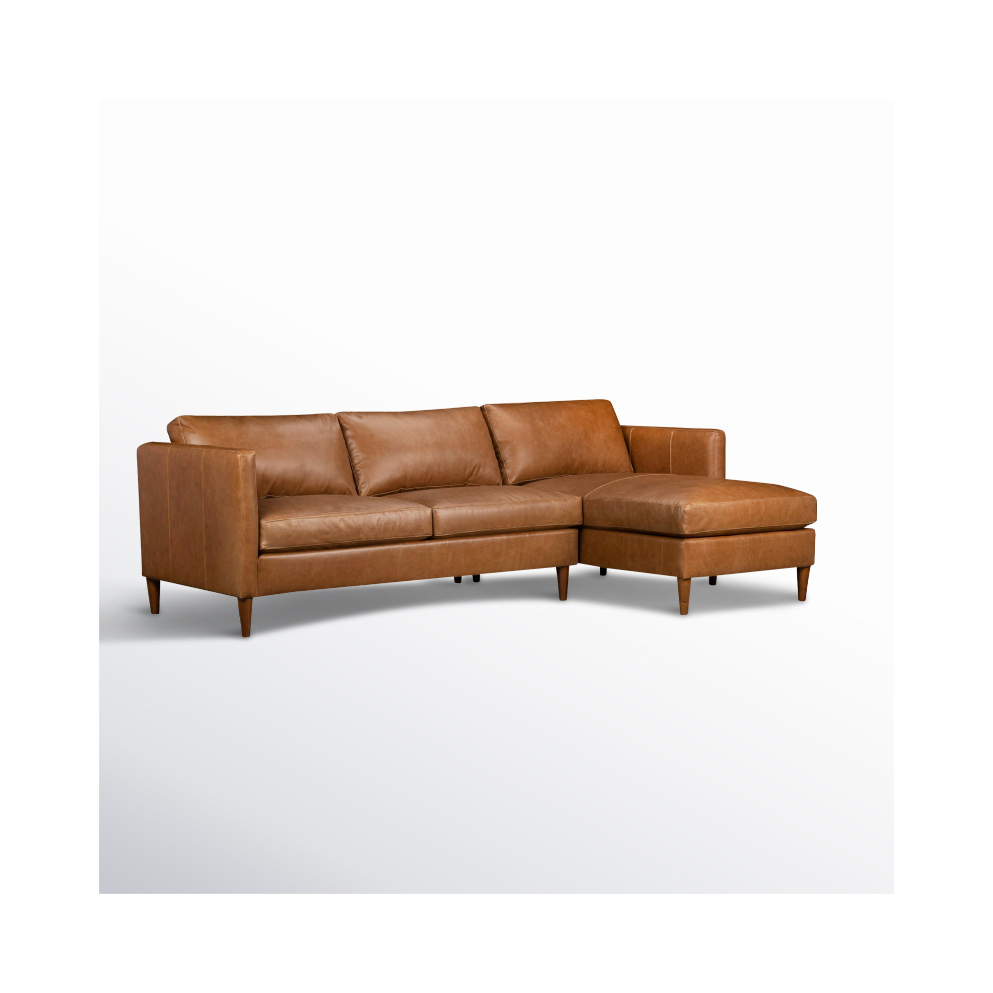 Clifford 2-Piece Genuine Leather Sectional with Sinuous Springs, Bistro Saddle Genuine Leather, Right Hand Facing