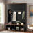 Farmhouse Hall Tree With Bench, 4 Cabinets, 4 Open Compartments And Coat Racks-2135774878