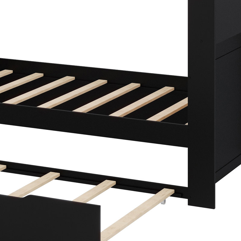 Lit convertible moderne avec lit gigogne auxiliaire, bureau ergonomique, lumière décorative à DEL et Interfaces USB intégrées